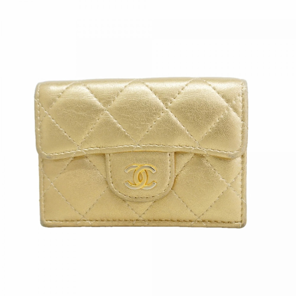 CHANEL Gold Lambskin Leather Wallet - Picture 1 of 11